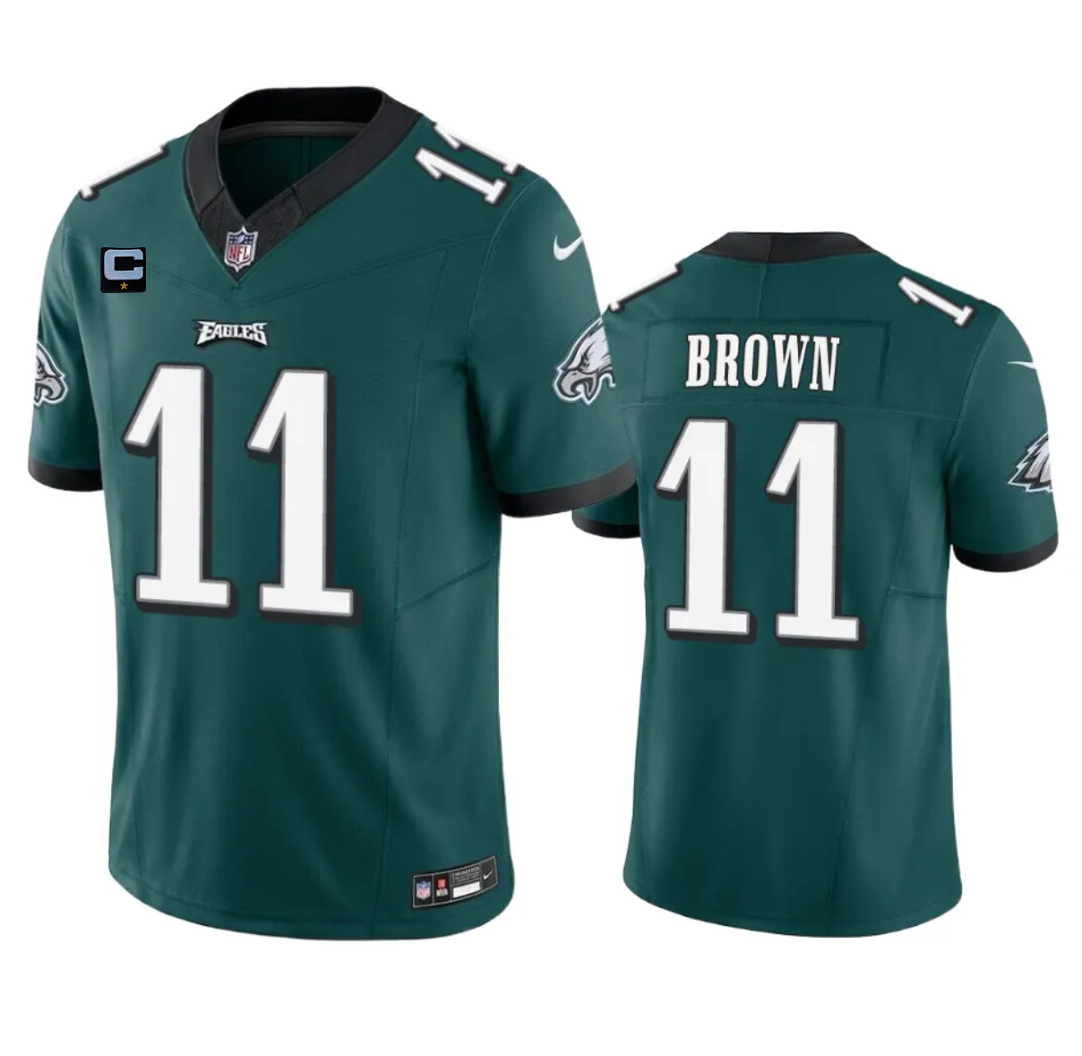 Men's Philadelphia Eagles #11 A. J. Brown Green 2023 F.U.S.E. With 1-Star C Patch Vapor Untouchable Limited Football Stitched Jersey
